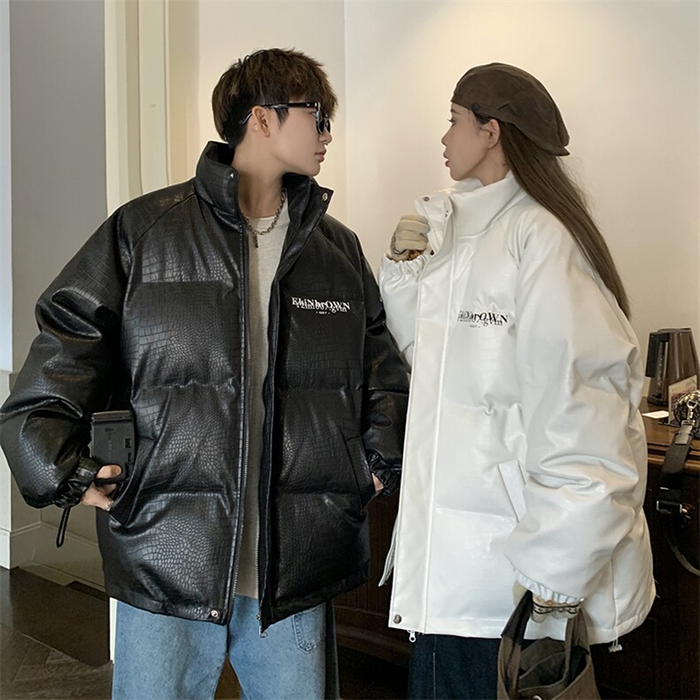 1港风情侣鳄鱼纹手塞棉M-5XL大码PU皮棉服外套男8507P120控158，男装棉衣，星座226-2