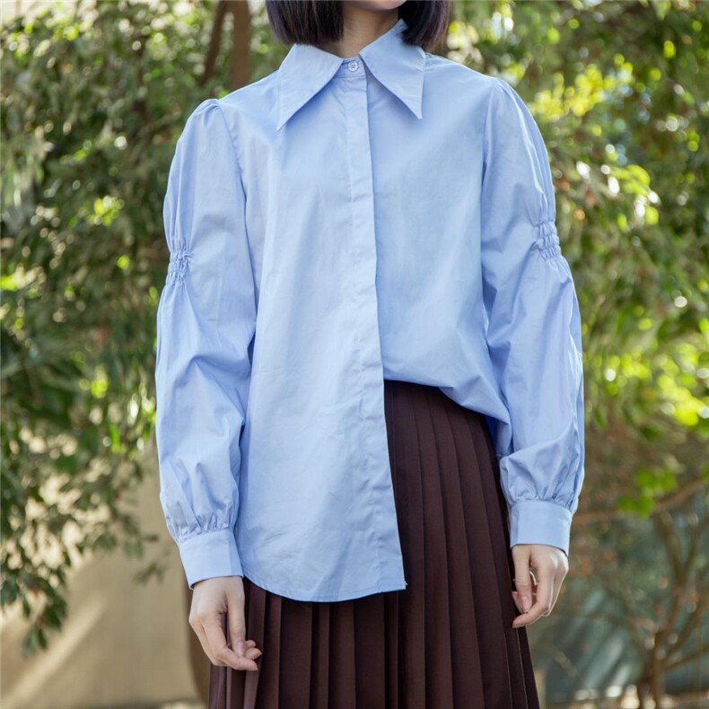 补单款，订单款，袖口松紧显瘦纯色衬衣，女装，轩之秀