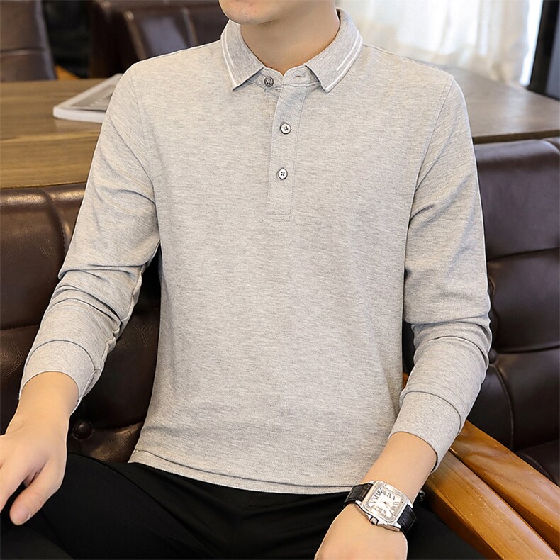 长袖t恤男士春季新款休闲商务Polo衫简约打底上衣服PL8898-特P45图片