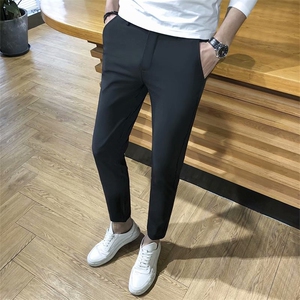 小西裤发型师免烫裤子男修身韩版英伦9分小脚裤休闲裤九分裤 K9图片