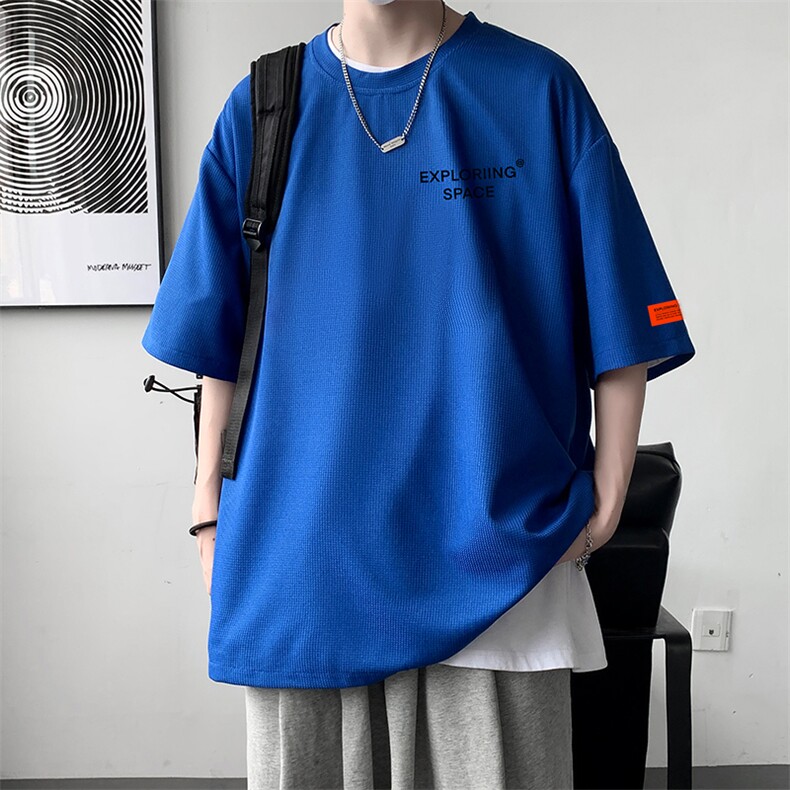 HT73244-P22NASA华夫格t恤男短袖男大码五分袖大皂风,男装T恤,电商A040