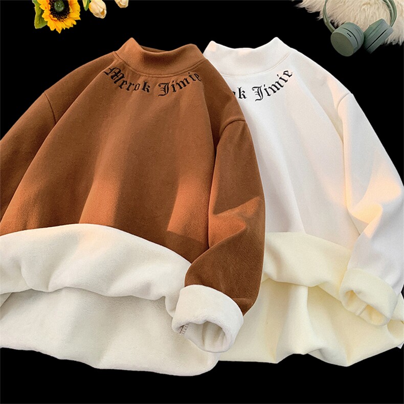 德绒刺绣DC5349-TP45控价58冬季新款半高领打底衣加绒保暖卫衣,男装卫衣,电商A102-1