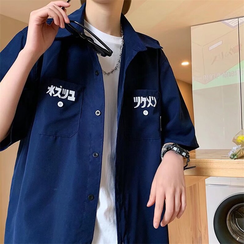 2023男春秋情侣宽松休闲衬衣SK07P28图片