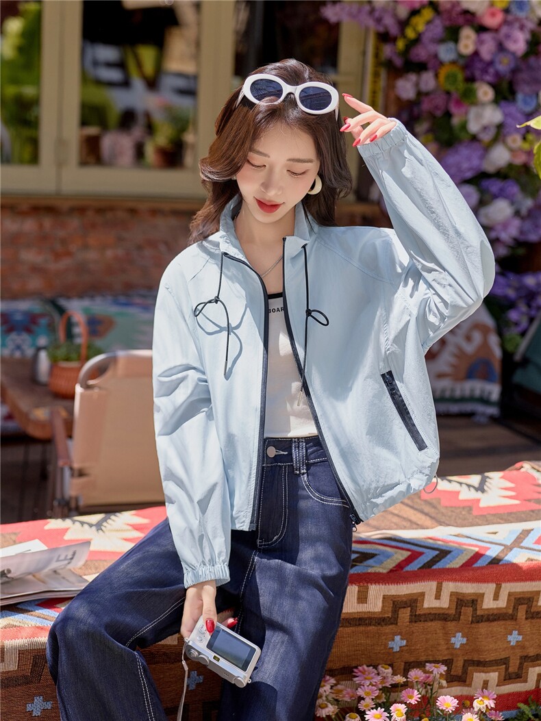 2026夏季新款女撞色防晒衣轻薄外套上衣,女装防晒衣,可可小西