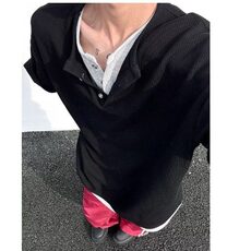 假两件亨利领长袖t恤男款2025秋冬新款重磅内搭打底衫宽松上衣服，男装T恤，星座506A