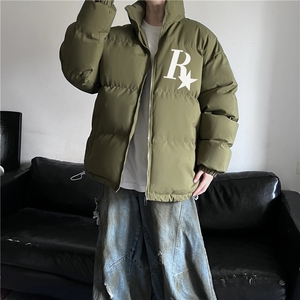 抖音品质美式高街字母印花百搭立领冲锋棉服JK23543特批65控108图片