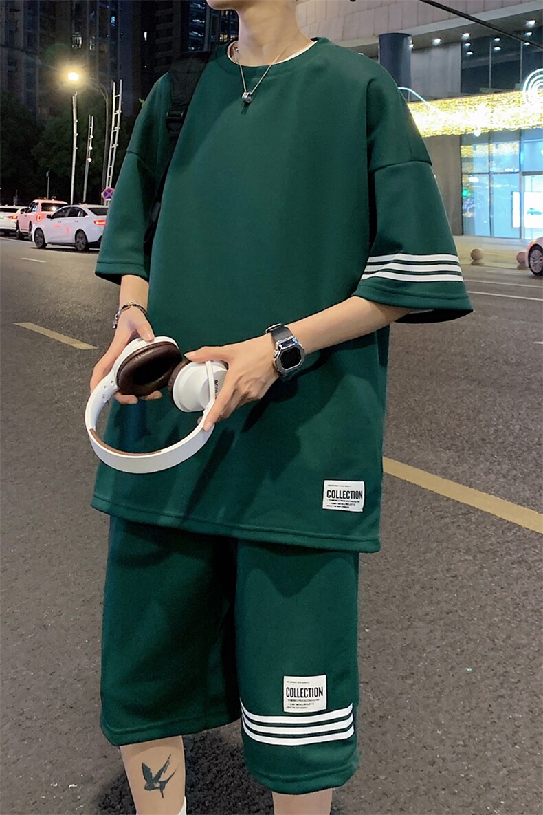 直播品质！2024夏季新款男士珠地短袖套装透气一套TZP001P70,男装T恤,电商B220
