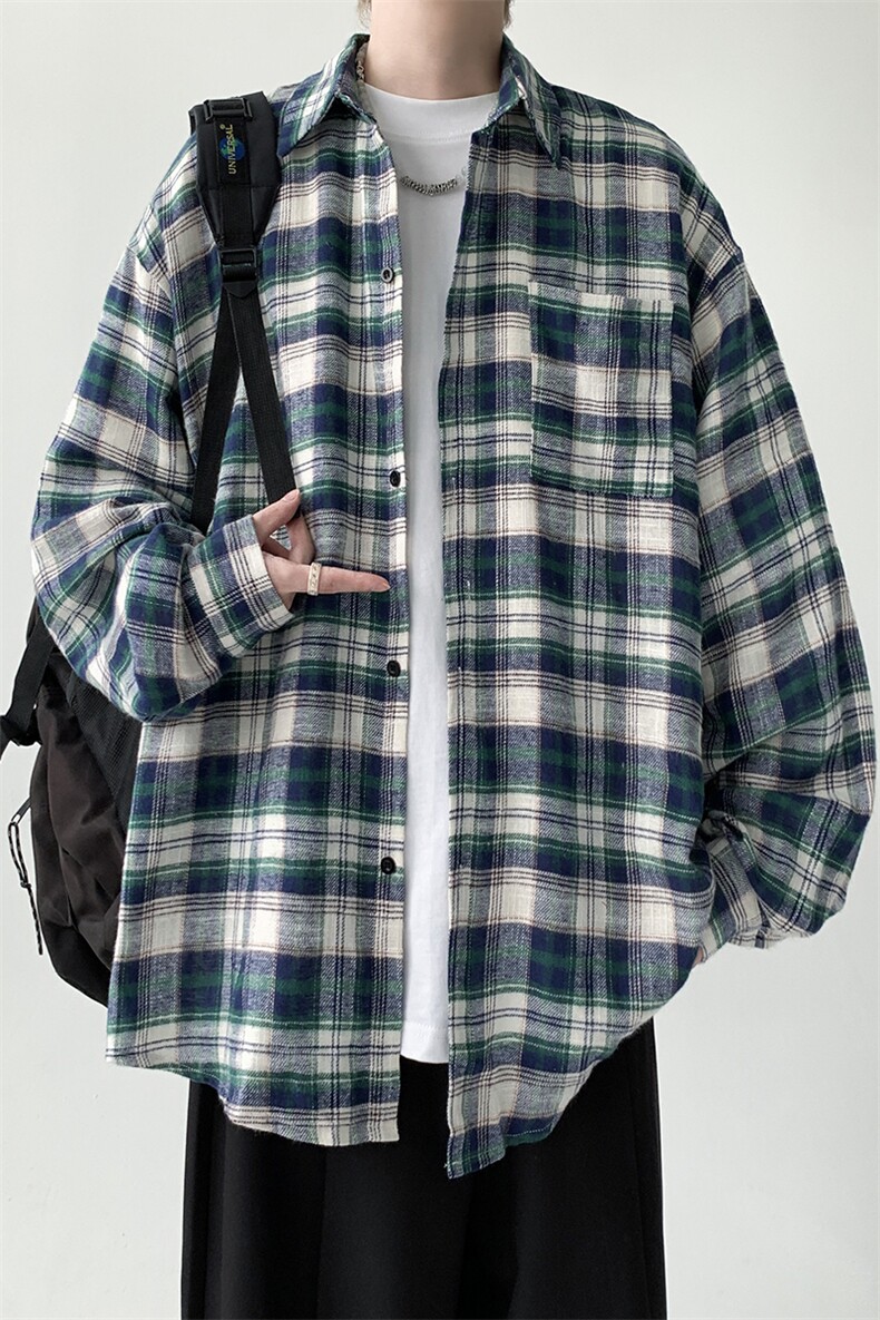 现货宽松格子衬衫男KD611-P4568,男装衬衫,电商D312-1