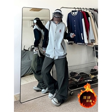 抖音得物高品质重磅全棉二开360克立领棒球服开衫卫衣外套1204，女装短外套，电商A486