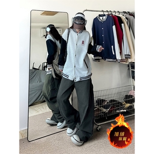 抖音得物高品质重磅全棉二开 360克立领棒球服开衫卫衣外套 1204图片