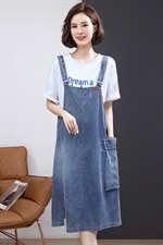 2022夏季新款时尚气质宽松显瘦休闲舒适背带牛仔裙，女装连衣裙，丽影随形