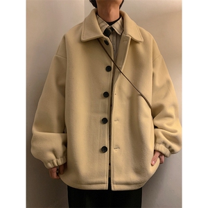 N2070/P75加棉P85冬季毛呢夹克男女中性风宽松大码呢子外套夹克图片