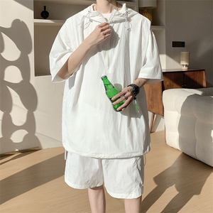 8XL-M休闲运动套装大码工装短袖冰丝薄款连帽户外防晒衣TZ1701P68图片