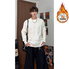 圆领设计感毛衣男加绒保暖上衣ZJB7147（加绒）特P63/ZB7147特P53，男装针织衫/毛衣，电商A007