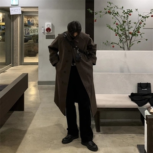 超长款秋冬超长款男士呢大衣韩版潮流加厚风衣   DY008 P128图片