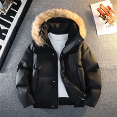 白底平铺光板可二开休闲百搭连帽毛领加厚情侣棉服MY5241TP90，男装棉衣，电商A247