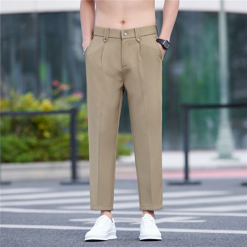 春夏季高级感九分西裤男士潮流宽松垂感抗皱直筒休闲长裤子男外贸,男装西裤,星座224-1