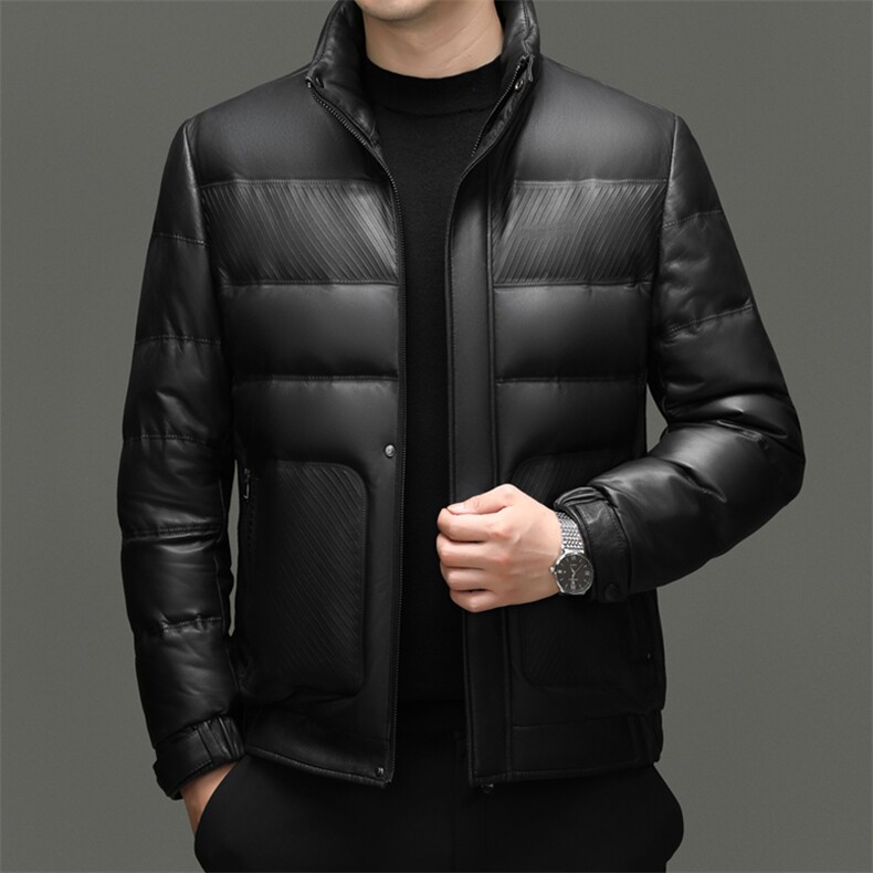 BG-F6692冬季男士海宁真皮羽绒服绵羊皮夹克立领羽绒内胆百搭外套图片