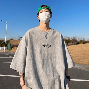 抖音得物二开 现货 220克夏装重磅美式高街宽松短袖t恤 MT308图片