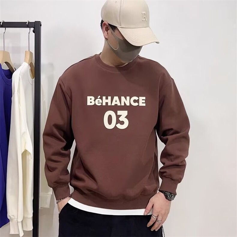 男士白色圆领卫衣男重磅圆领2025年新款美式休闲外套长袖印花上衣，女装短外套，星座506A