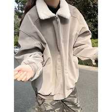 现货冬季美拉德毛领雾面PU皮棉服加绒加厚保暖百搭设计款情侣棉衣，男装棉衣，电商A443