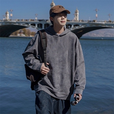 麂皮绒连帽卫衣TC13-TP3368秋季2025男相机片纯色套头卫衣，男装卫衣，电商A102