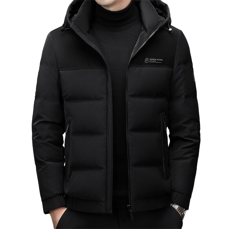 冬季男士白鸭绒短款羽绒服保暖品质连帽加绒加厚休闲简约上衣男装,男装羽绒服,钱塘6003（原4033）