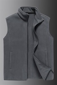 M-8XL男日系立领纯色摇粒绒马甲外套 5032-1_9807P40图片