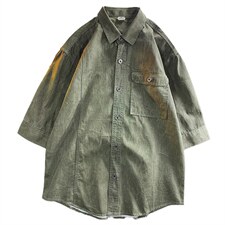 2022大码时尚夏季纯色短袖衬衫男青年S908P55限78，男装衬衫，电商A089-1