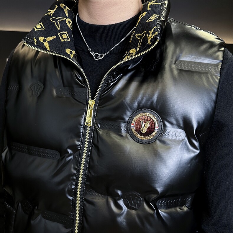 新款男士亮面羽绒马甲加厚款防寒佳品309B-3-8857-P110,女装马甲,星座1409-3