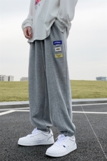 2024秋冬新款港风宽松撞色贴标束脚休闲裤运动裤K225-P40，男装休闲裤，星座914-3