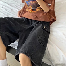 阔腿牛仔短裤日系复古大口袋五分裤夏季休闲宽松中裤K3281-P38，男装牛仔裤，星座512-2