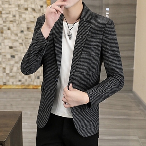 XZ8596P85新款男士西服小西装韩版时尚格子休闲西服外套西装男图片