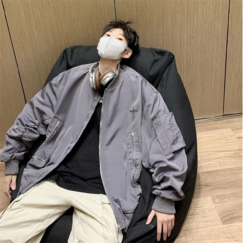 高级感工装棒球服外套男春秋季新款拉链多口袋夹克上衣1176-P65,男装夹克,星座910-5