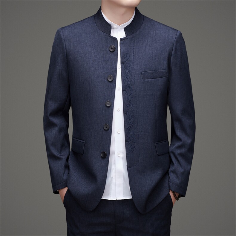 主推高品质中山装西服外套唐装男中老年风新中式西服上衣，男装西服，钱塘723