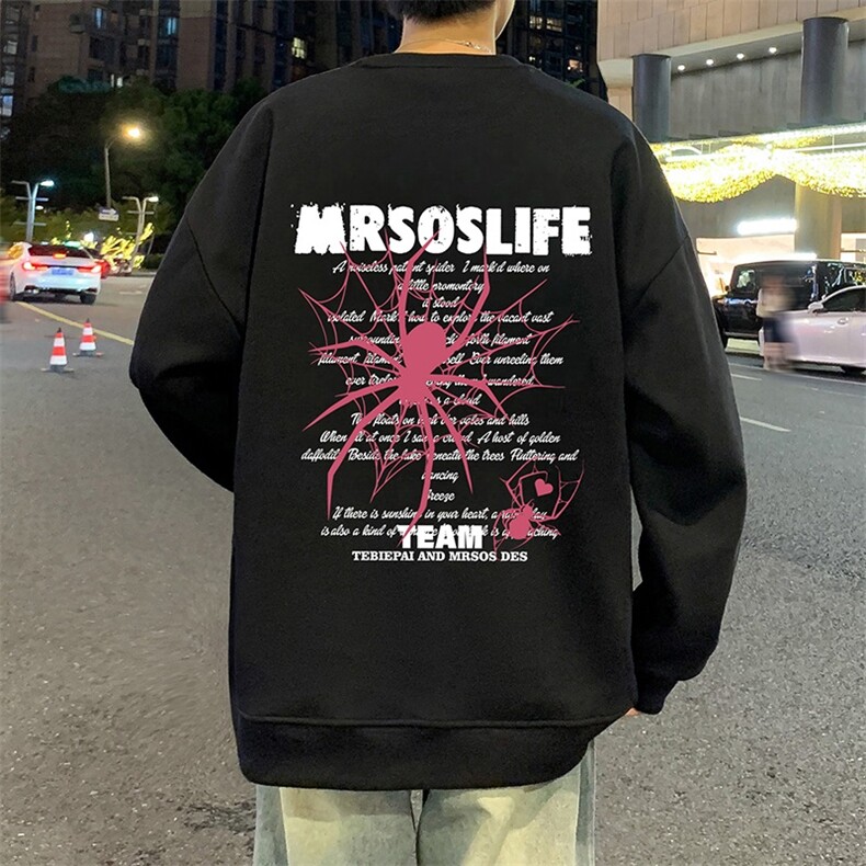 W558P35运动美式印花圆领卫衣男秋冬长袖打底衫宽松外套,男装T恤,星座304A-1