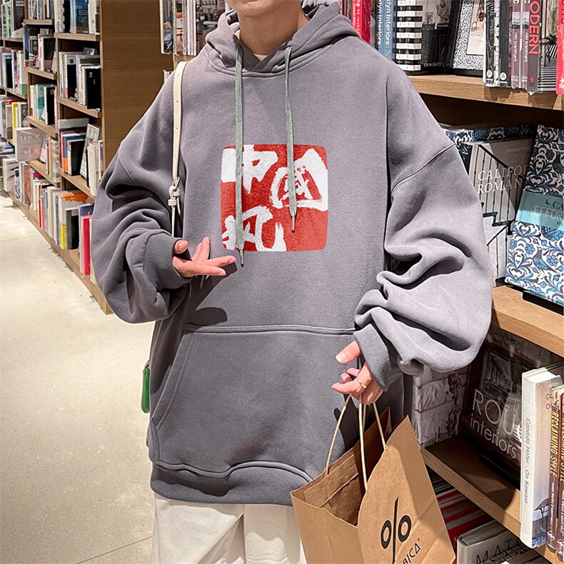 港风秋季卫衣连帽印花学生宽松外套潮A071-W551-P45，男装卫衣，电商A071