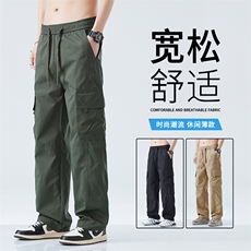 早秋新款宽松阔腿美式高街显高运动休闲工装裤YK09-P42现货外贸，男装工装外套，星座224-1