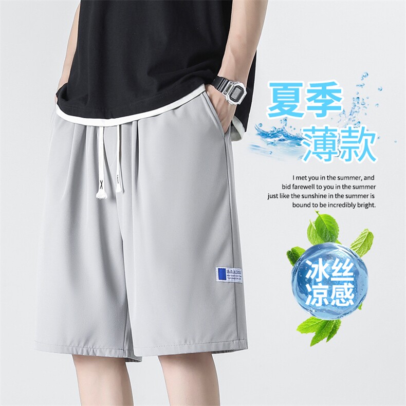 夏季薄款休闲宽松时尚绣标腰绳潮流百搭速干冰丝短裤 DK512特批17图片