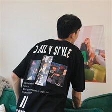 2021夏季港风宽松情侣印花T恤男女短袖T，男装T恤，星座1103-1
