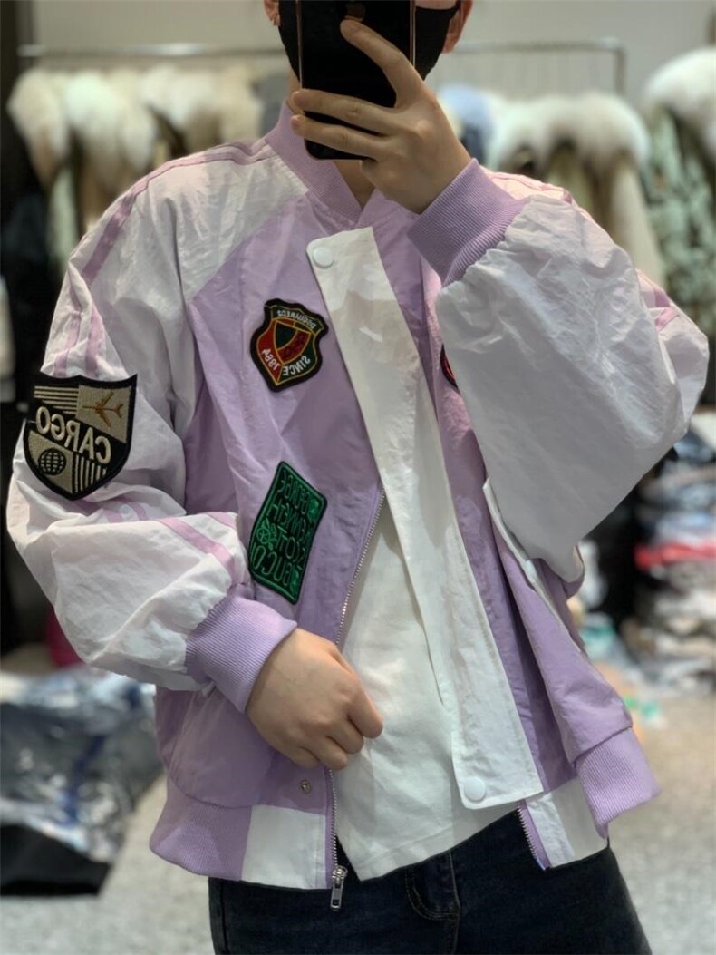 春季新款潮牌撞色拼接棒球服外套欧货,女装其它,L·H·X