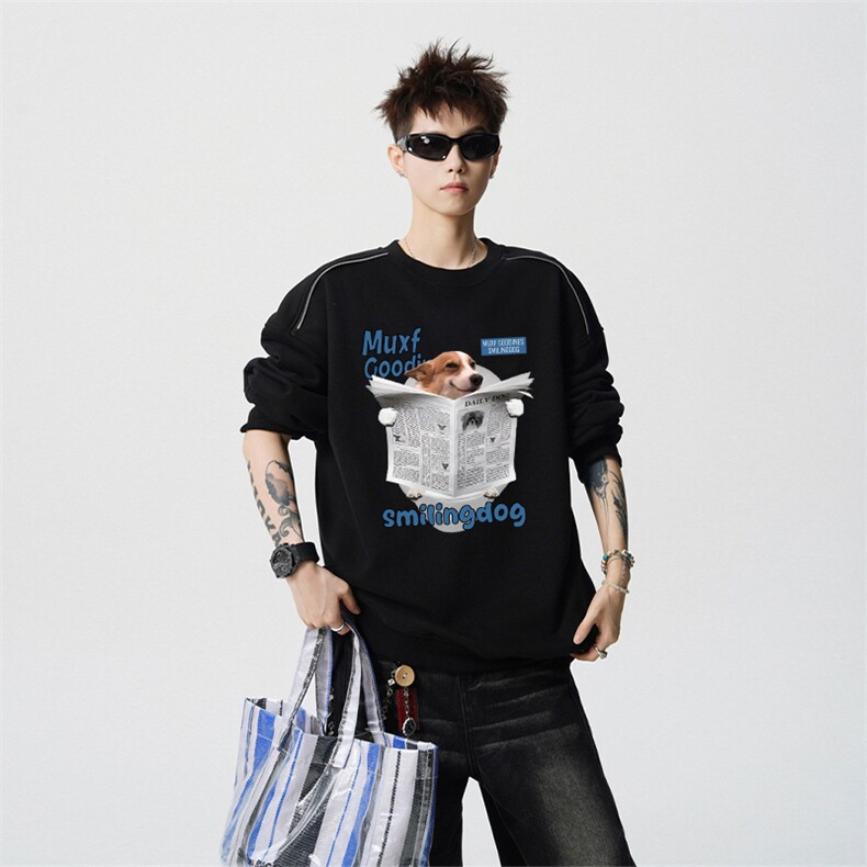 得物供货、重磅420克现货圆领卫衣宽松HD019-1-WY2542LL-P35,男装卫衣,电商019-1