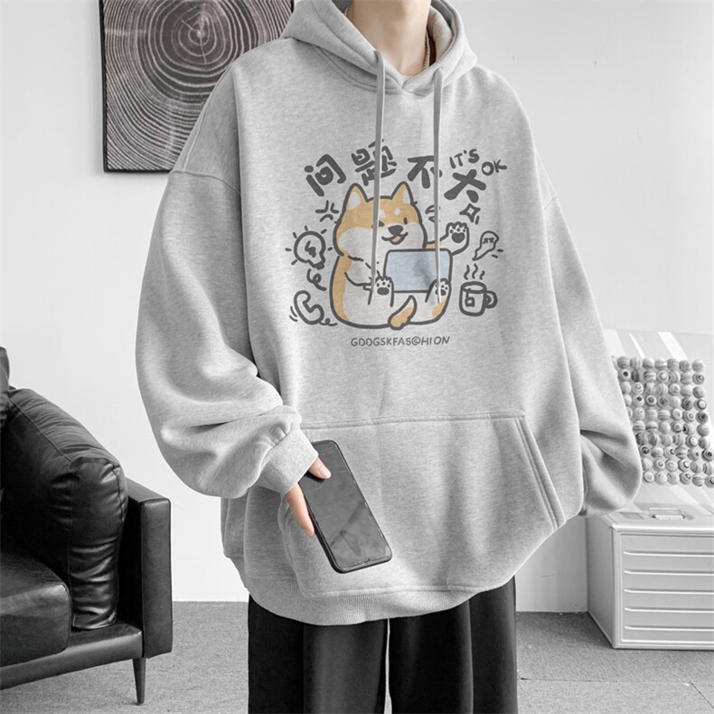 已注册/华棉秋新款内景宽松连帽卫衣男潮大码WY00309/P45加绒P50,男装卫衣,电商B316