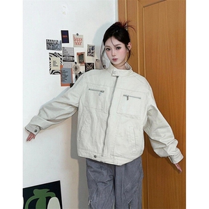 美式立领工装外套夹克男女春秋季设计感高街宽松显瘦上衣 JK23图片