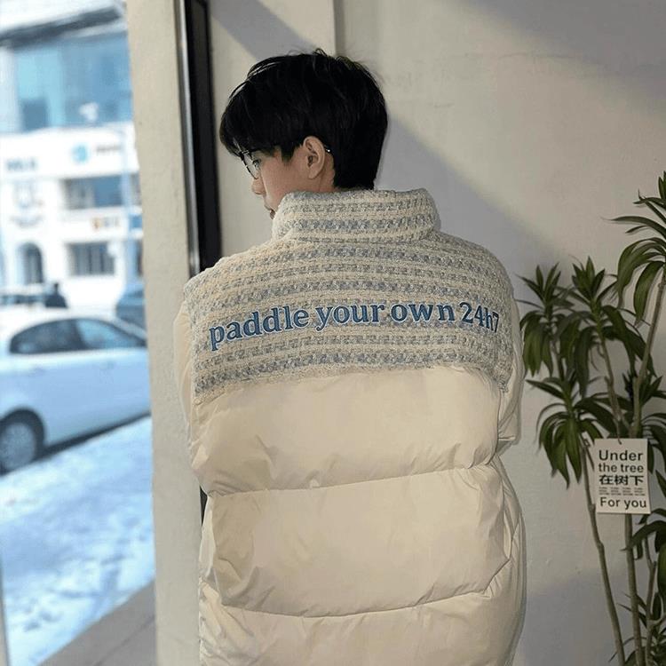 潮高级感针织拼接立领羽绒棉服加厚小众情侣面包服Y321-P88网图,男装棉衣,电商B245