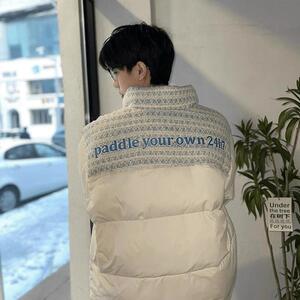 潮高级感针织拼接立领羽绒棉服加厚小众情侣面包服Y321-P88网图图片
