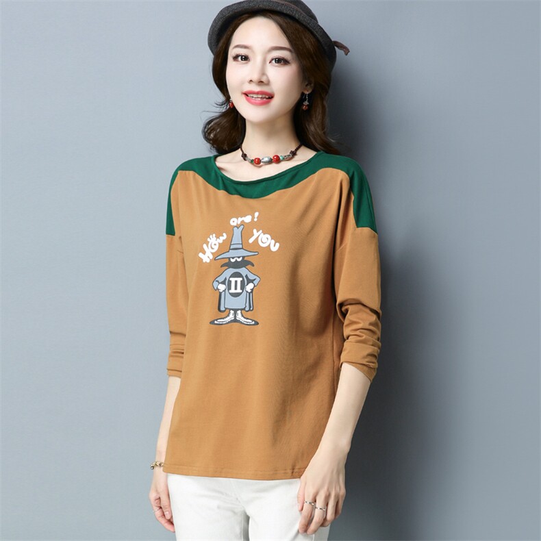 韩版百搭纯色潮流气质街头宽松休闲时尚圆领拼接拼色T恤2021年春季，女装T恤，丽影随形