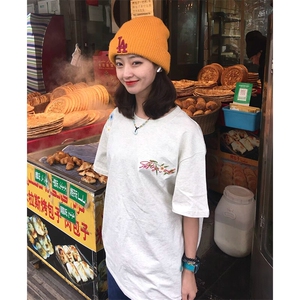 万针全刺绣工艺抖音得物高品质260克重磅纯棉双纱美式高街短袖T恤图片