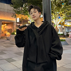 交叉领带设计重磅420克宽松连帽卫衣XZ225-3-WY12-P75控105，男装卫衣，星座225-3