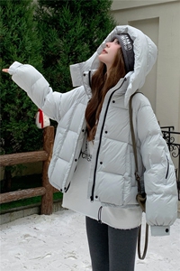 现货新款东大门加厚保暖羽绒服百搭连帽面包服女装外套图片